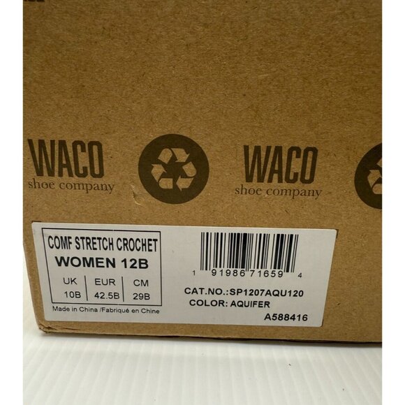 Waco Womens Blue Comfort Stretch Crochet Aquifer Size 12 Spring Comfort Non Slip - Picture 7 of 7